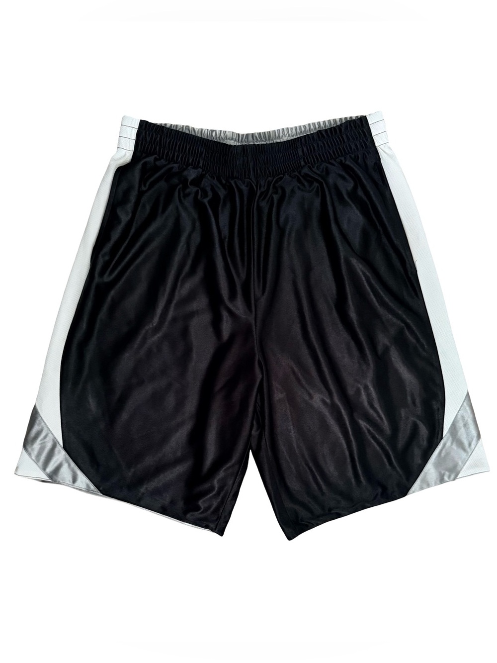 Mens Tek Gear Reversible Dazzle Basketball Shorts Black Silver Athletic Active L